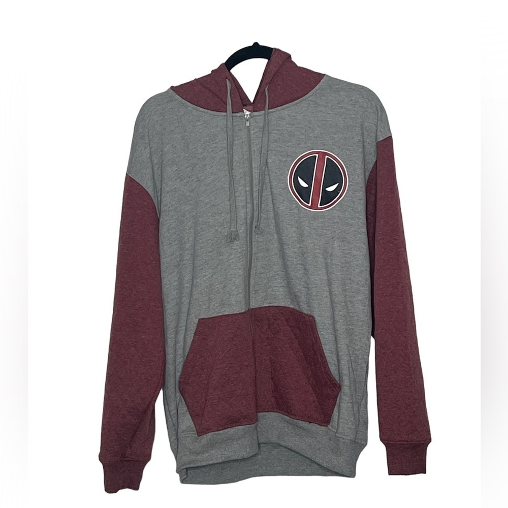 Marvel Deadpool Zip Up Hooded Jacket Sz Large